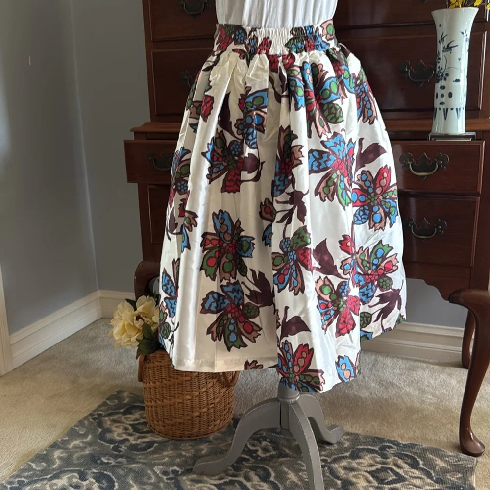 Frances Valentine Barbara Taffeta Skirt Autumn Leaves Size Medium - Picture 6 of 15